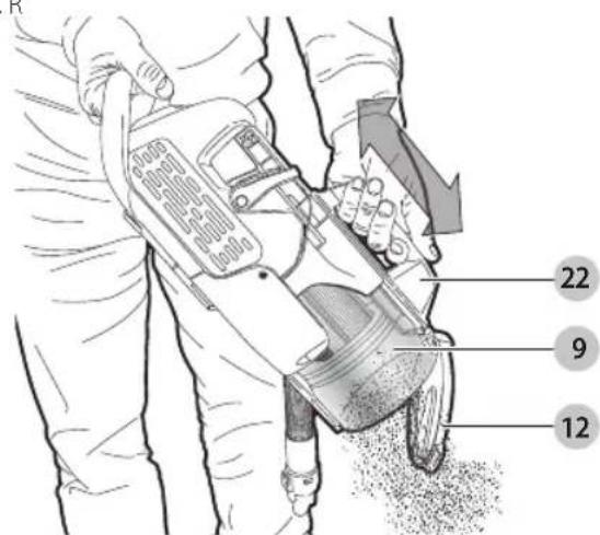 BLACK & DECKER HCUA525JA - Compactage du contenu du bac à poussière (Fig. R) - 1