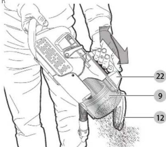 BLACK & DECKER HCUA525JA - Compacting the contents of the dust canister (Fig. R) - 1