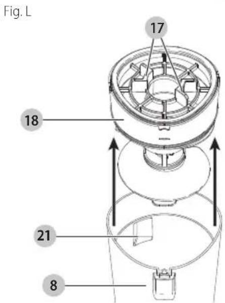 BLACK & DECKER HFEK520J - To empty the dust canister (Fig. K, L, M, O) - 2