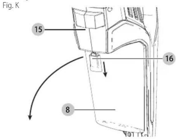 BLACK & DECKER HFEK520J - Pour vider le bac à poussière (fig. k, l, m, o) - 1