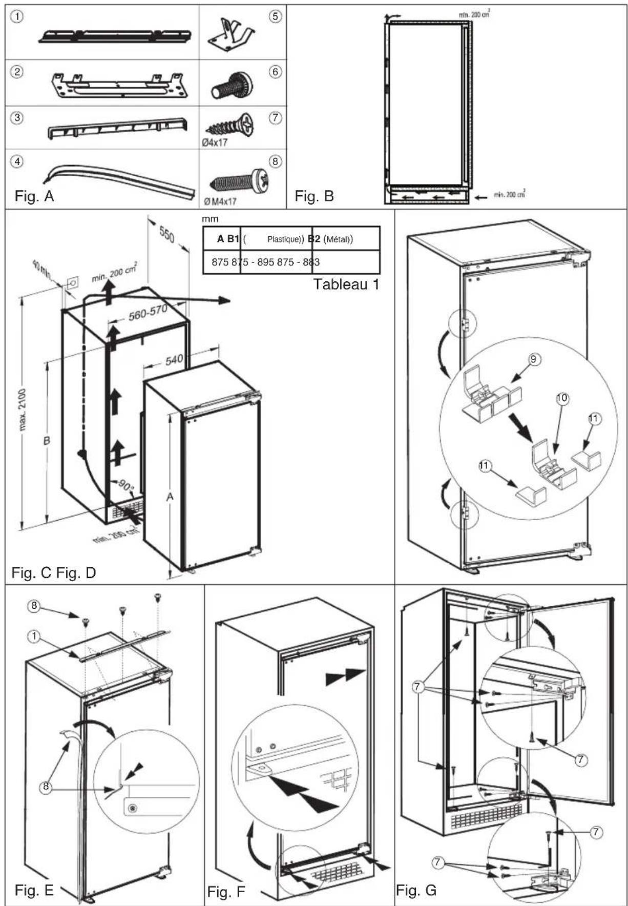 HOTPOINT H55RM1110K1 - Instructions d'installation pour le produit avec des charnières hettich - 1