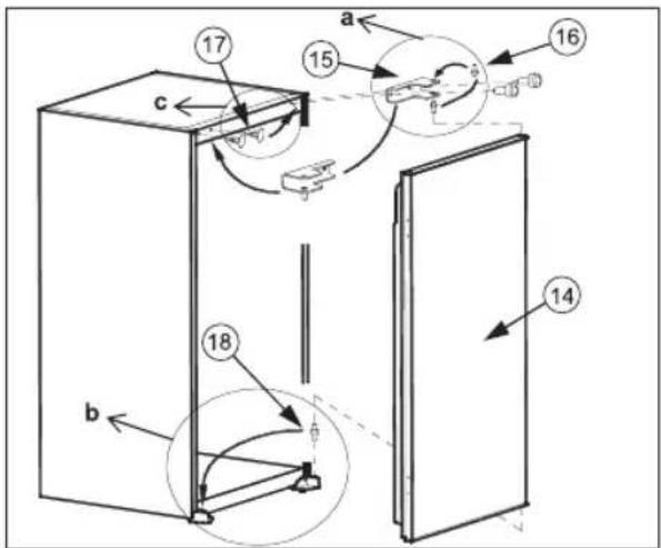 HOTPOINT H55RM1110K1 - Installation instructions and door reversibility for versions with Rail hinges - 9