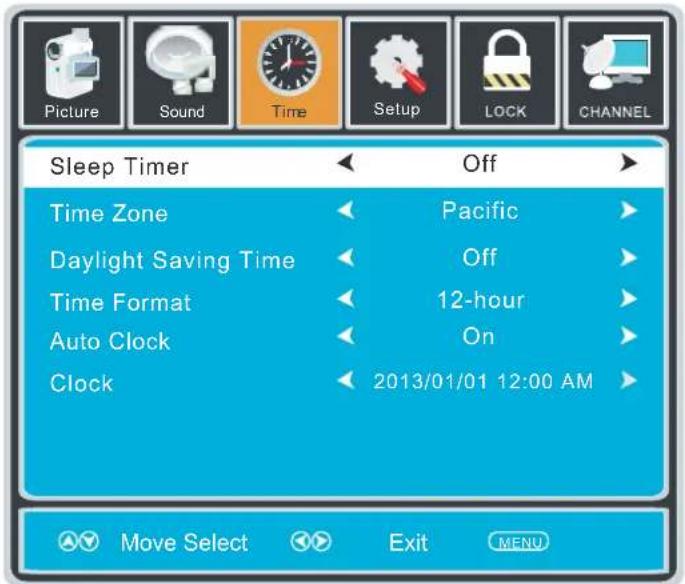 Proscan PLDED5030ACRK - TIME MENU - 1
