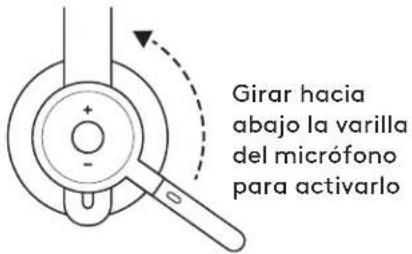Girar hacia abajo la varilla del micrófono para activarlo