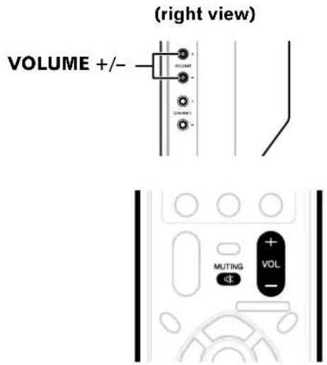 (right view) VOLUME +/- VOLUME MUTING OK VOL