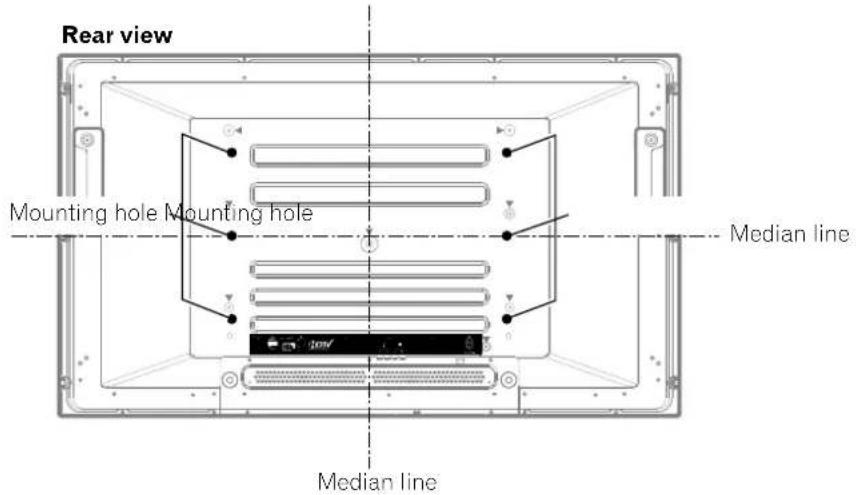 Rear view Mounting hole Mounting hole Median line Median line