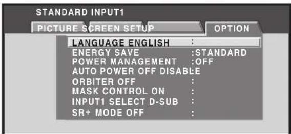PIONEER PRO810HD - Use the  buttons to select [OPTION]. - 1
