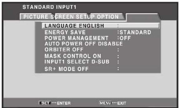 PIONEER PRO810HD - Use the  buttons to select [OPTION]. - 1