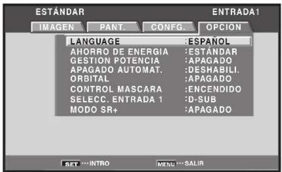 PIONEER PRO810HD - Ajuste de SELECC. ENTRADA 1 - 4
