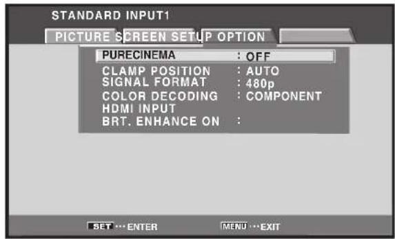 PIONEER PRO810HD - Use the / buttons to select [PURECINEMA], and press the SET button. - 1