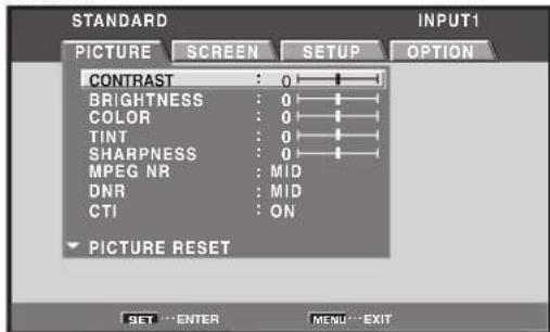 PIONEER PRO810HD - Press the MENU button to display the menu screen. - 1