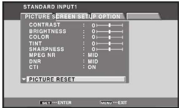 PIONEER PRO810HD - Returning to the Original Picture Adjustment Values - 2