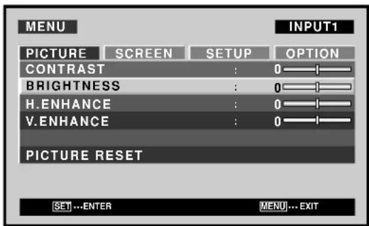PIONEER PDP607CMX - Use the / buttons to select the adjustment item, then press the SET button. - 1