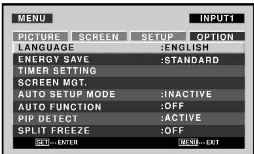 PIONEER PDP607CMX - Use the  buttons to select [OPTION]. - 1