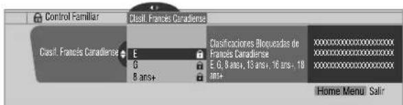 PIONEER PDP6071HD - Configuración de las clasificaciones canadienses en francés - 1