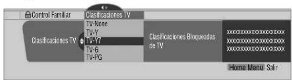PIONEER PDP6071HD - Configuración de las clasificaciones de TV - 1