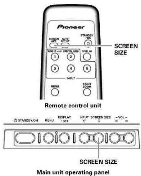 PIONEER PDP507CMX - Screen size selection - 1