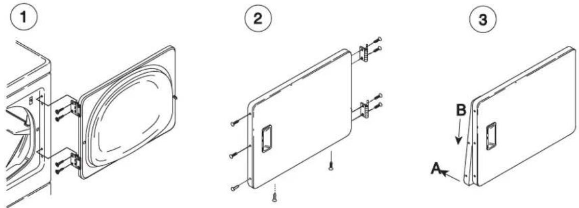 WHIRLPOOL NDE8805AYW - Suivre ces étapes pour inverser le sens d'ouverture de la porte : - 1