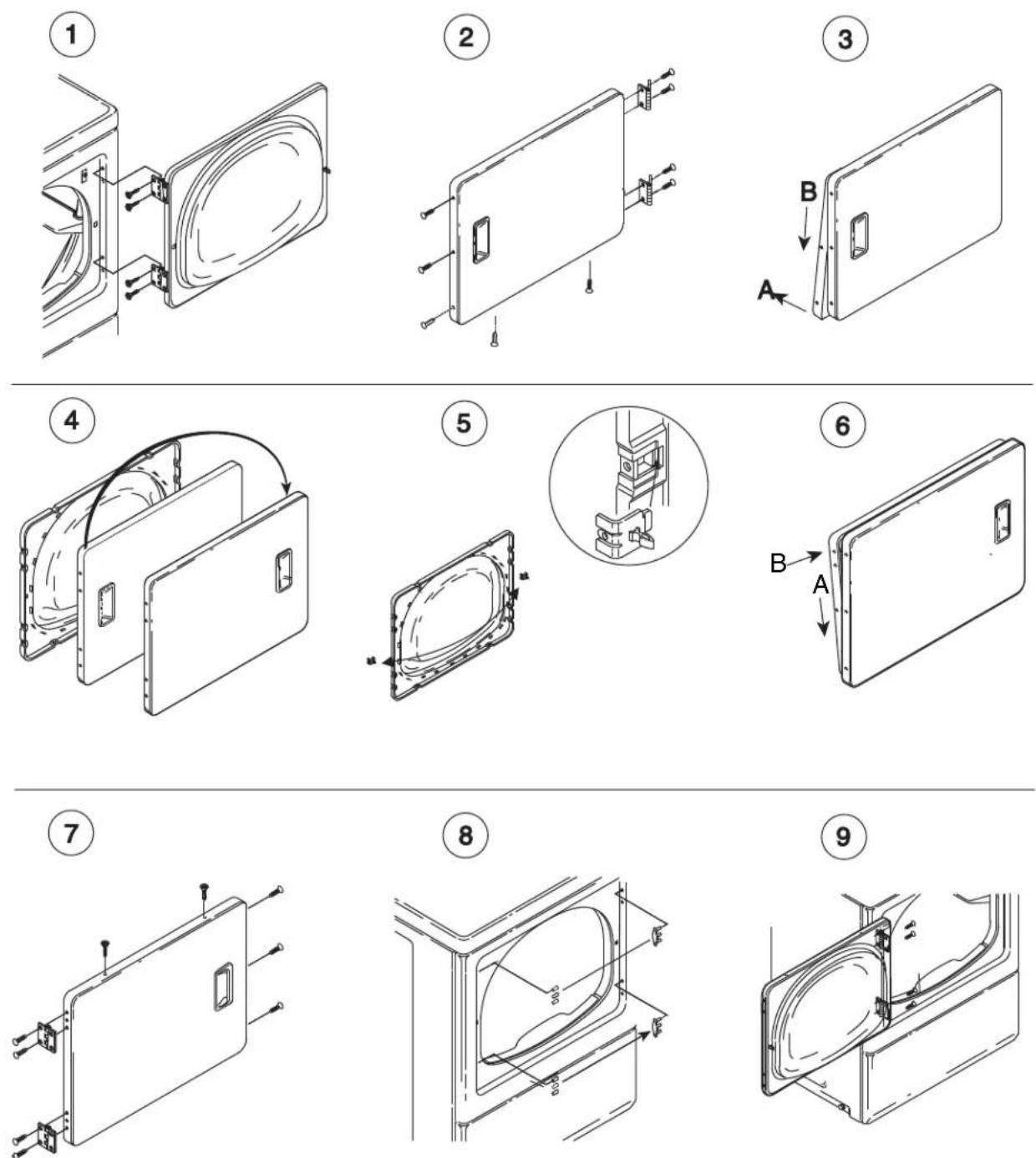 WHIRLPOOL NDE8805AYW - Follow these steps to reverse the door: - 1
