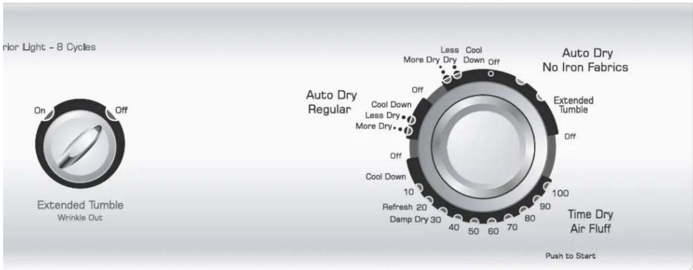 WHIRLPOOL NDE5805AYW - 'Auto Dry No Iron Fabrics' (Secado automático telas de planchado permanente) - 1