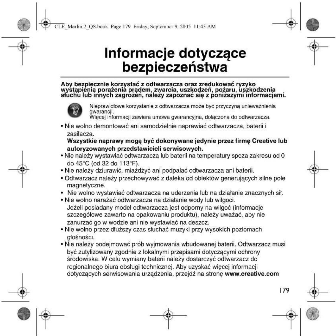 CREATIVE ZEN Sleek - Bezpečnostní informace - 21