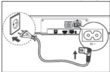 Diagram showing cable connection to a wall-mounted device with labeled components and directional arrows