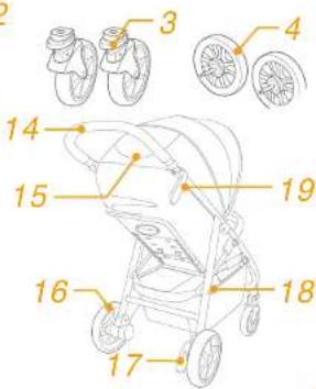 Joie Litetrax 4 S - 产品组件及各部件名称 - 2