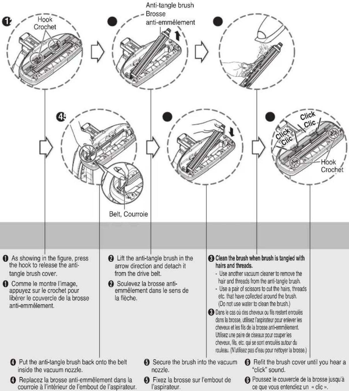 LG VS8403C - Instructions d'utilisation Nettoyage de la brosse - 1
