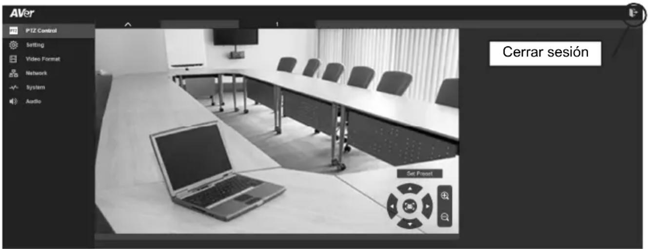 AVer PTZ Control Setting Video Format Network System Audio Cerrar sesión Set Preset