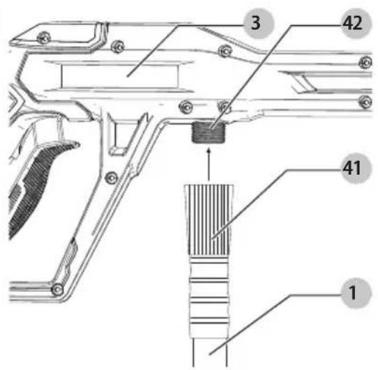 BLACK & DECKER PW2100 - Fixer le boyau d'arrosage (Fig. K) - 1