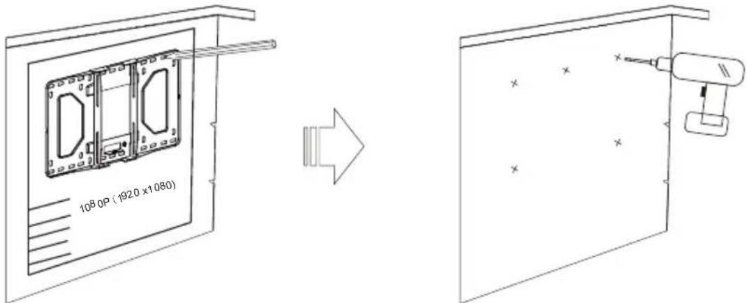 OPTOMA OWM3000 - Passo 1: Fissare la piastra alla parete - 1
