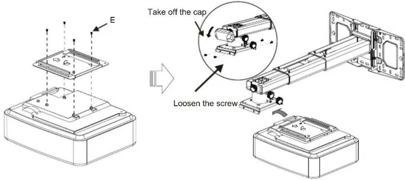 OPTOMA OWM3000 - Step 3: Attach the projector to mount plate and to the mount - 1