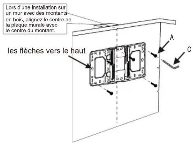 OPTOMA OWM3000 - Etape 1: Fixer la plaque murale au mur - 6