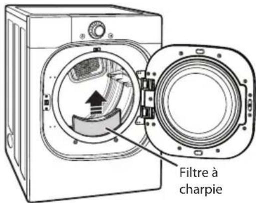 LG DLEX4370W - Vérifier le filtre à charpie avant chaque brassée - 1