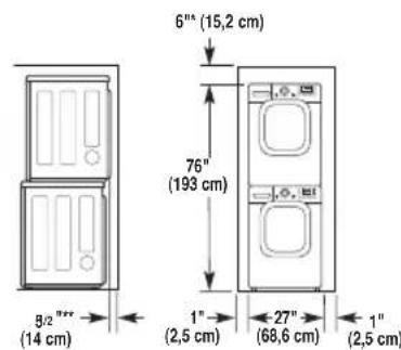 LG DLEX4270V - EspacEmEnt rEcommandé pour L'installation dans un pLacard ou un rEnfonceEmnt, avEc La séchEusE placeE au-dEssus de La LavEusE. - 2