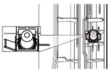 LG DLEX5780VE - Lift out the grey interlock button in the side of the door. - 1
