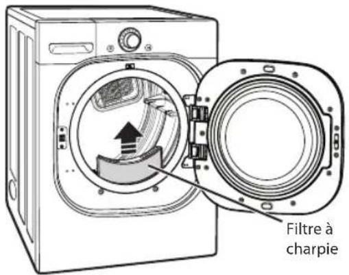 LG DLEX4270W - Vérification du filtre à charpie avant chaque brassée - 1