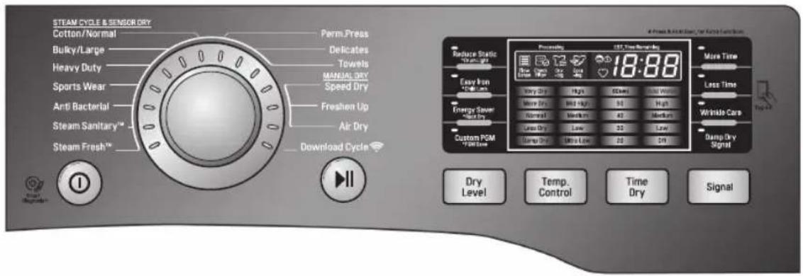 LG DLEX4270W - Caractéristiques du panneau de commande - 1