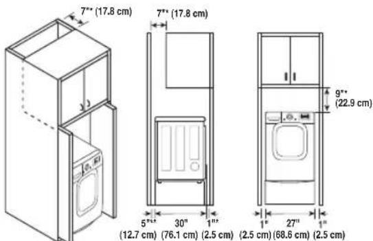 LG DLEX4270W - recommended installation spacing for cabinet installation - 1
