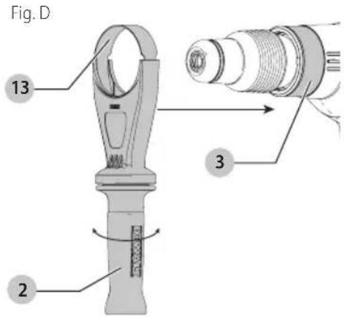 DEWALT DCH733 - Montaje del Mango Lateral Recto (Fig. D) - 1