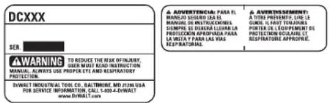 DEWALT DC212 - REMPLACEMENT GRATUIT DES ÉTIQUETTES - 1