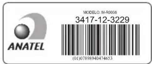 MODELO: M-R0038 3417-12-3229 ANATEL (01)07898940474653