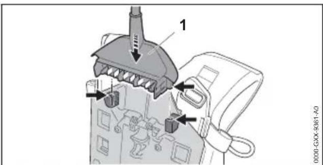 STIHL AR 2000 L - Fitting Battery and Cable on Carrying System - 1