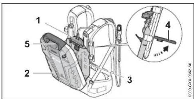 STIHL AR 2000 L - Montage de la batterie et du cordon d'alimentation electrique sur le système de portage - 3