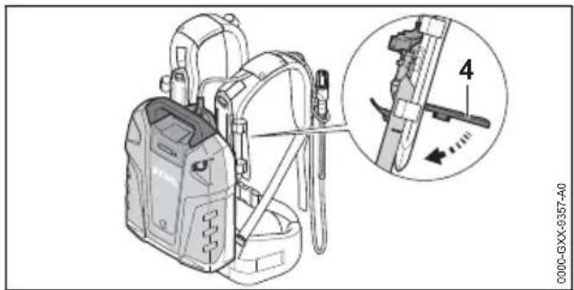 STIHL AR 2000 L - Montarea accumulatorului si a cablului de racord pe sistemul de sustinere - 4