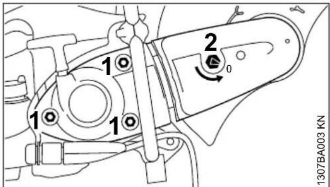 STIHL TS 480i - Relachement de la tension de la courroie poly-V - 1