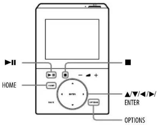 HOME ENTER OPTIONS ▲/▼/◄/►/ ENTER