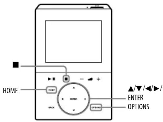 HOME PART ENTER BACK OPTIONS ▲/▼/◄/►/ ENTER OPTIONS