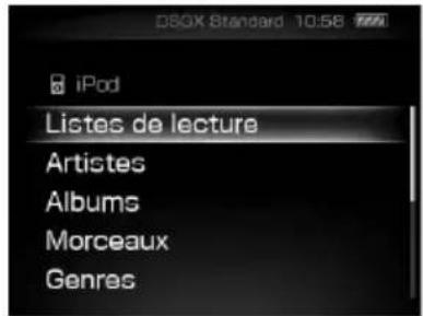 iPod Listes de lecture Artistes Albums Morceaux Genres