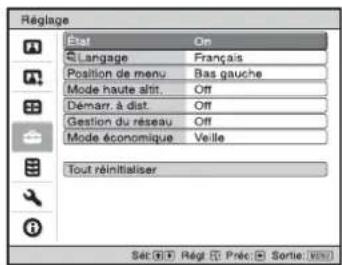 SONY VPLVW890ES - Appuyez sur ↑/↓ pour sélectionner une option de menu, puis appuyez sur → ou ⊕ - 1